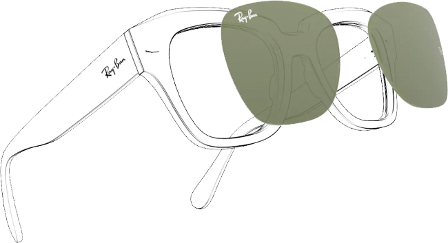 Custom made for Ray-Ban prescription Rx eyeglasses: Ray-Ban RB3025-58X14  Polarized Clip-On Sunglasses