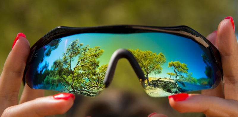 Mirrored wraparound shades 